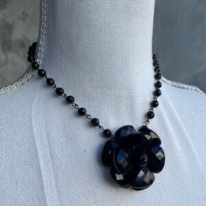 Vintage 90s Gothic Black Rose Necklace